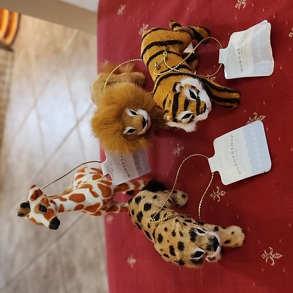 Faux Fur Safari Animal Ornaments (set of 4)